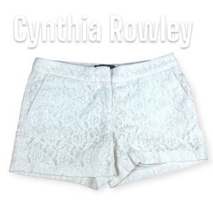 Cynthia Rowley Low Rise White Lace Chino Style Shorts with Pockets, Women’s 2